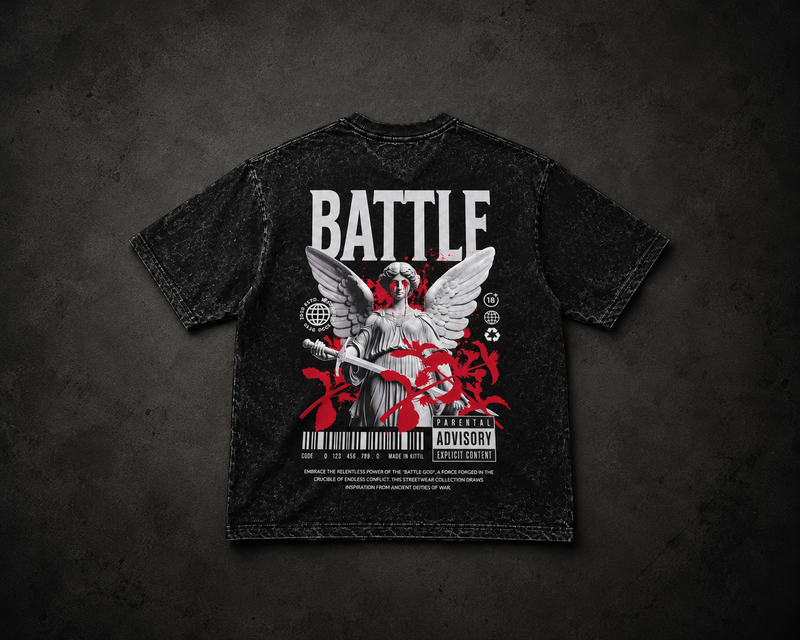 Acid wash Over sized Battle God T- Shirt.