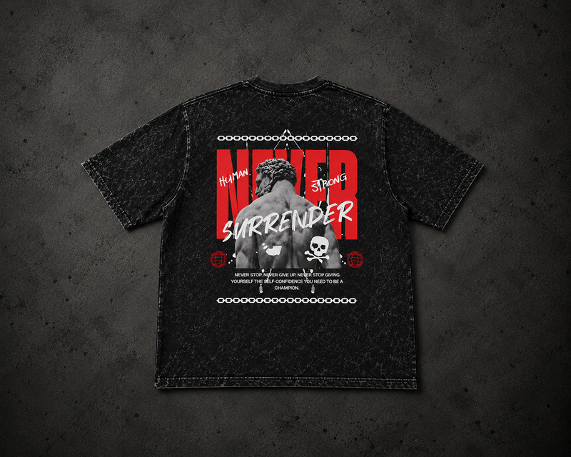 Acid wash Over sized Never Surrender T- Shirt