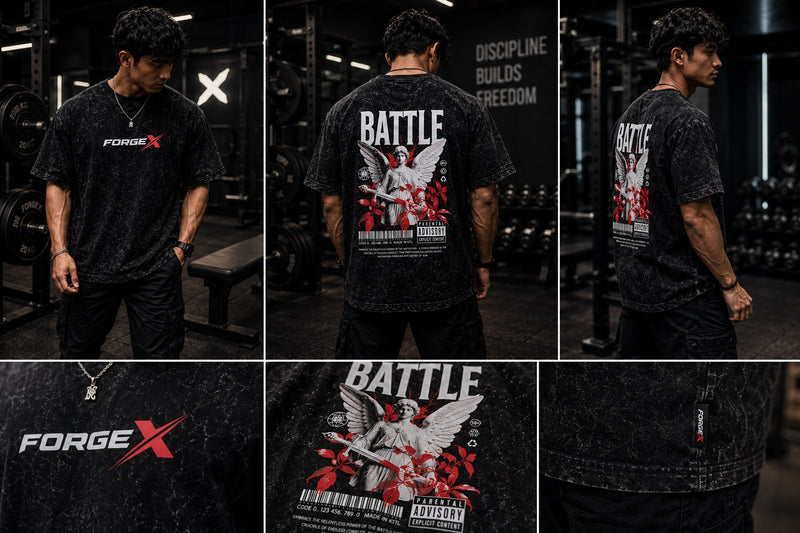 Acid wash Over sized Battle God T- Shirt.