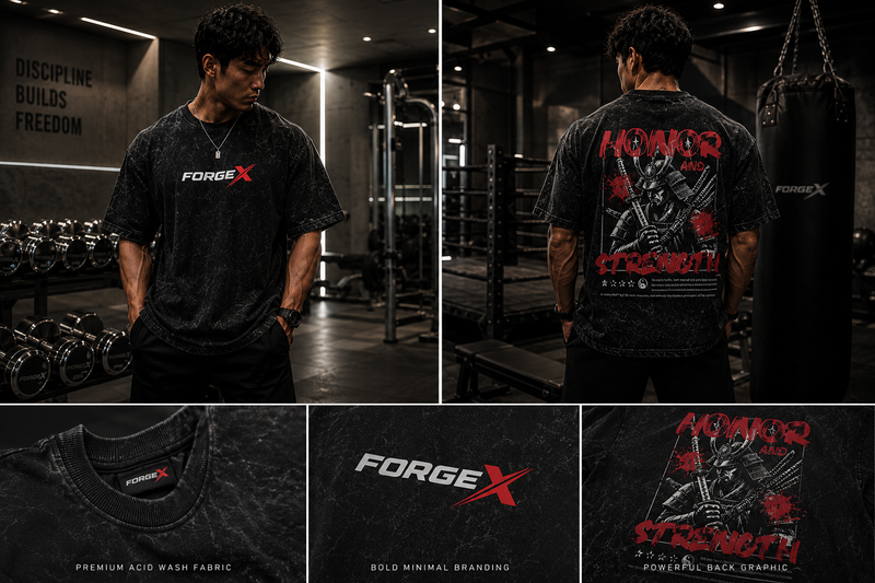 Acid wash Over sized Honor and strength T- Shirt